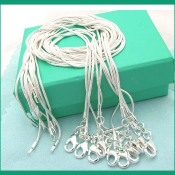 New Unisex Solid Italian Sterling Silver 1mm Rounded Snake Chain - Picture 1 of 10